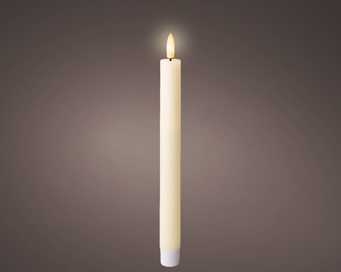Homesmiths LED Wick Dinner Candle Wax Flat Top Steady Indoor Cream Warm White 24.5cm