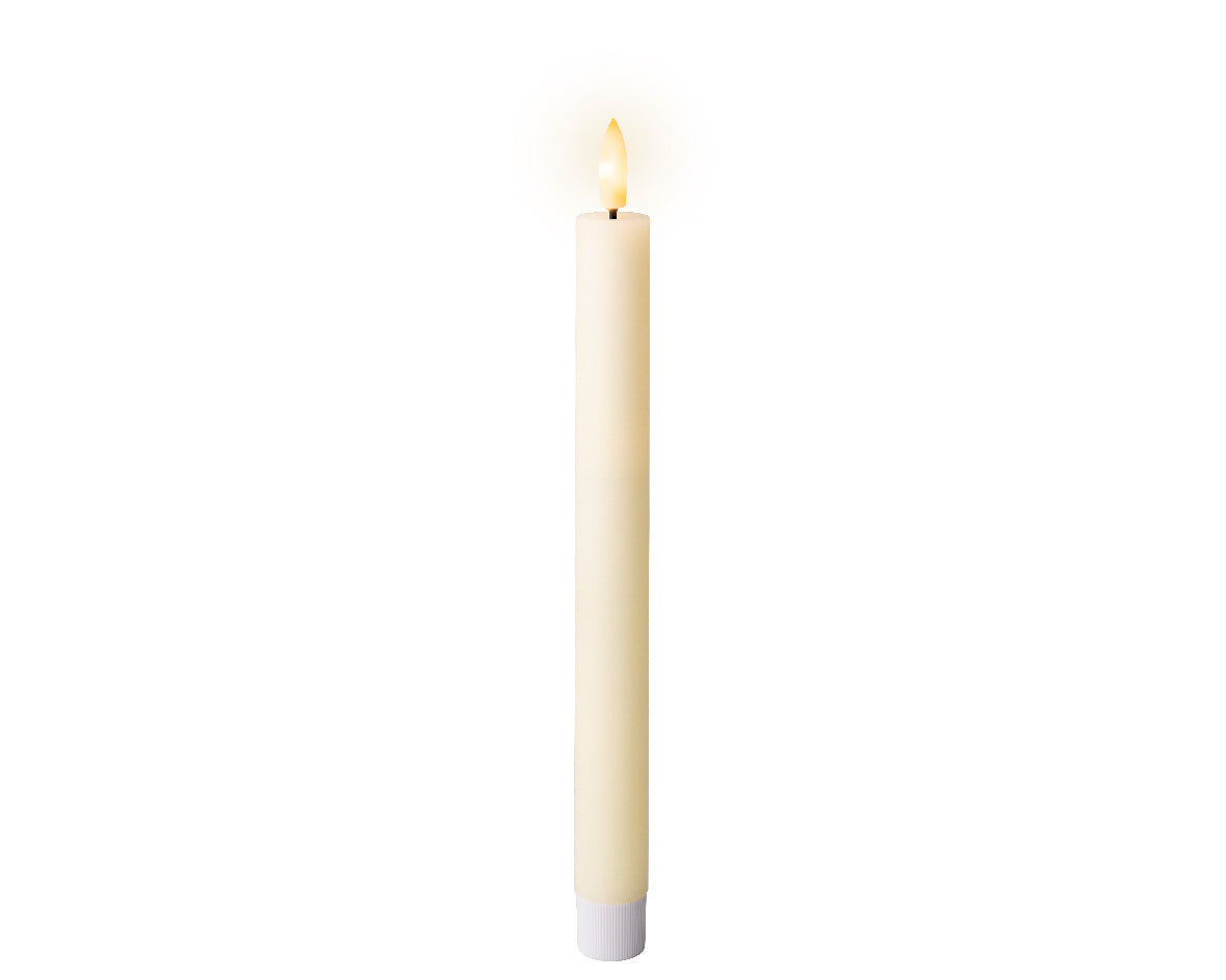 Homesmiths LED Wick Dinner Candle Wax Flat Top Steady Indoor Cream Warm White 24.5cm