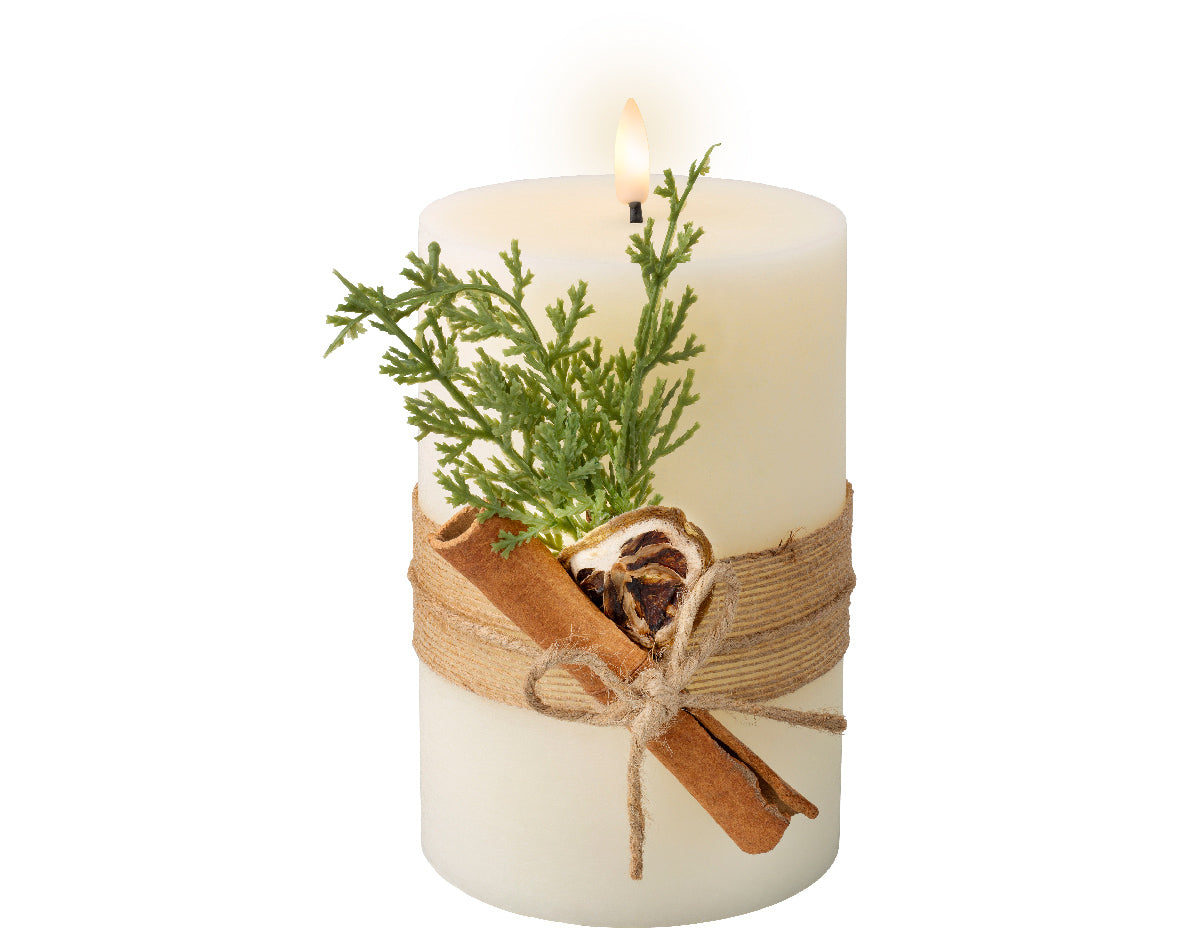 Homesmiths LED Wick Candle Wax Leafs Decoration Steady Indoor Cream Warm White 18cm