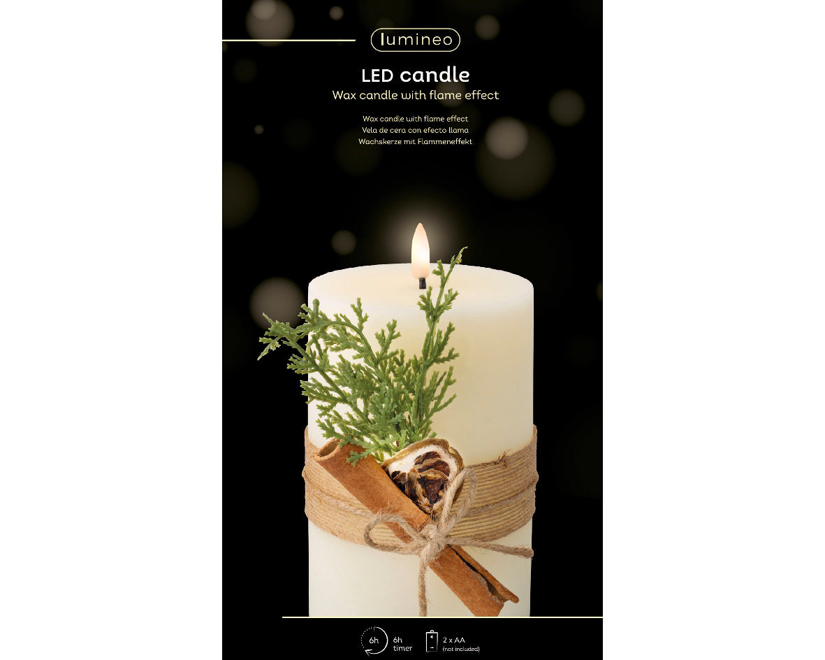 Homesmiths LED Wick Candle Wax Leafs Decoration Steady Indoor Cream Warm White 18cm