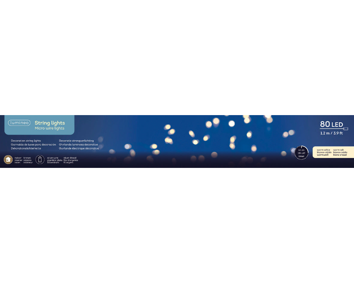 Homesmiths Micro LED String Lights Steady White Soft Multi 80L Battery