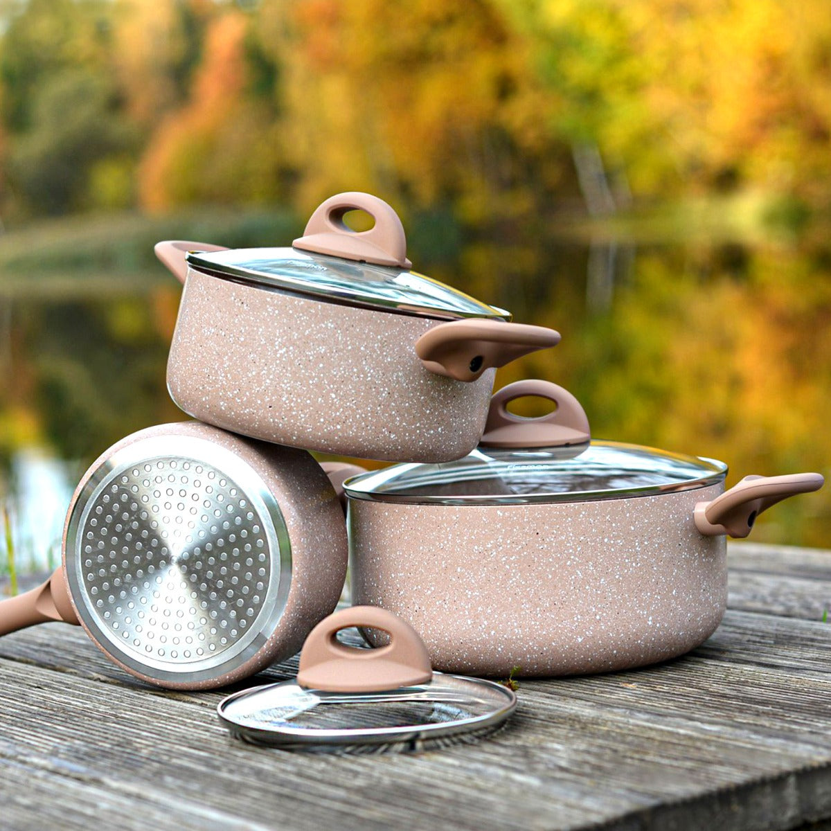 Fissman Cookware Set Latte 6 Pieces Aluminum with Non-Stick Coating