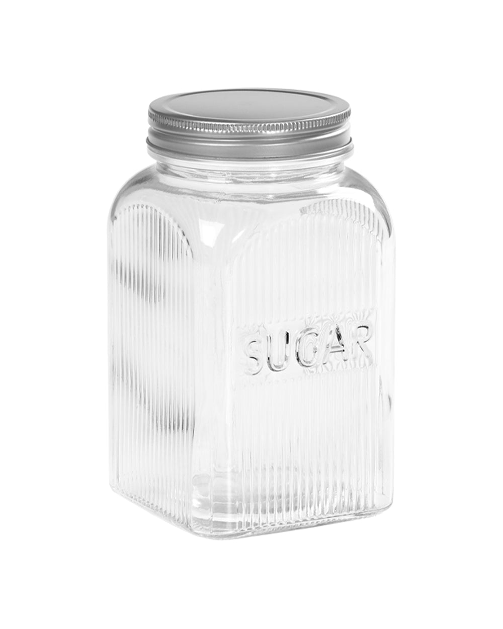 Tala 1.25 Liter Sugar Ribbed Glass Storage Canisters with Screw Top Tin Lids