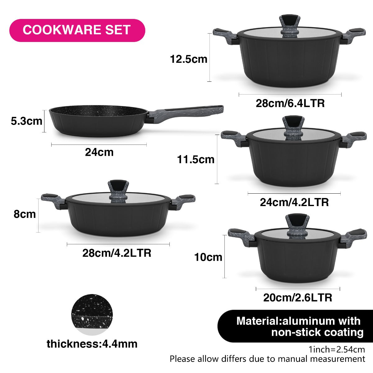 Fissman Cookware Stella Set of 9 pieces