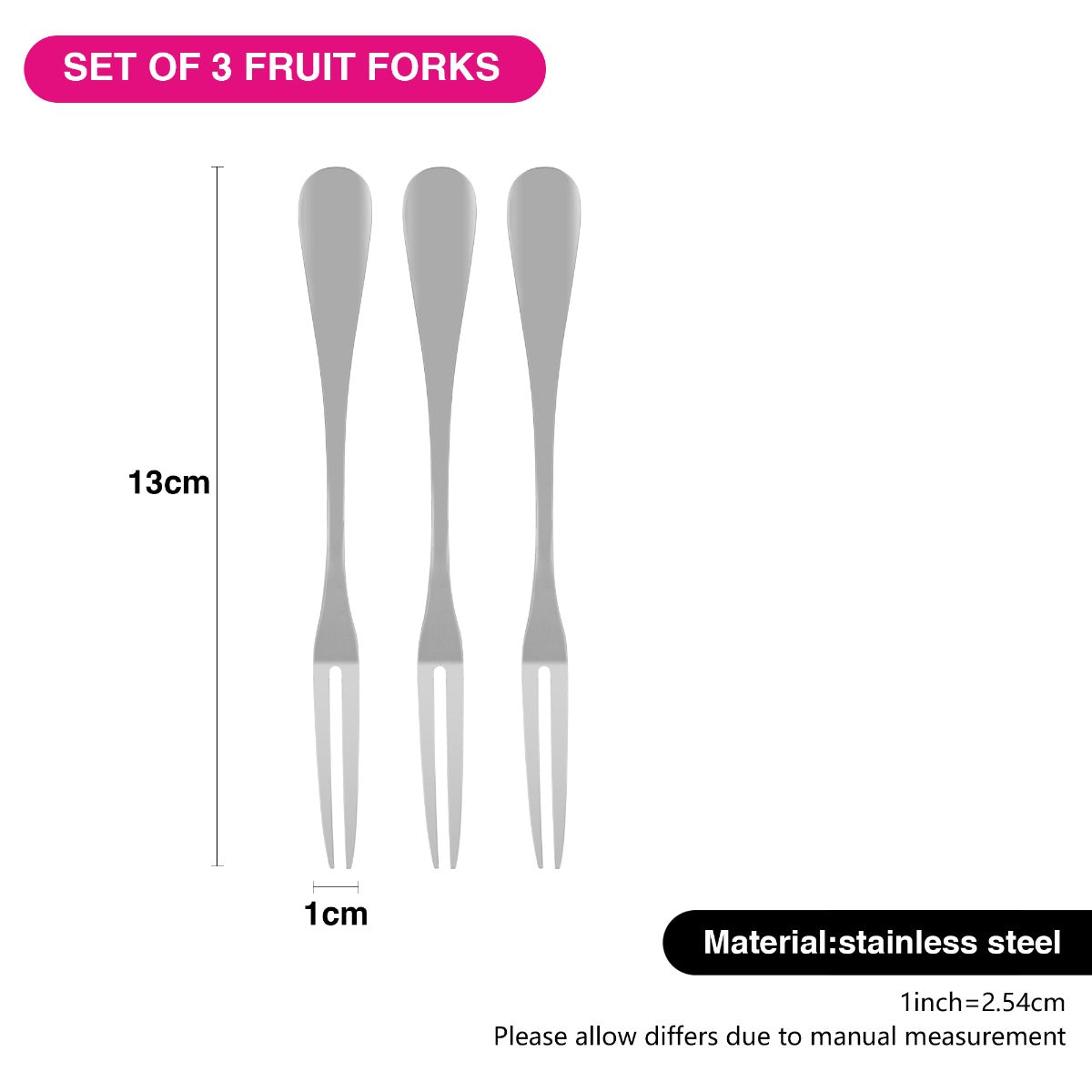Fissman Set of 3 Fruit Forks Flavia 13cm Stainless Steel