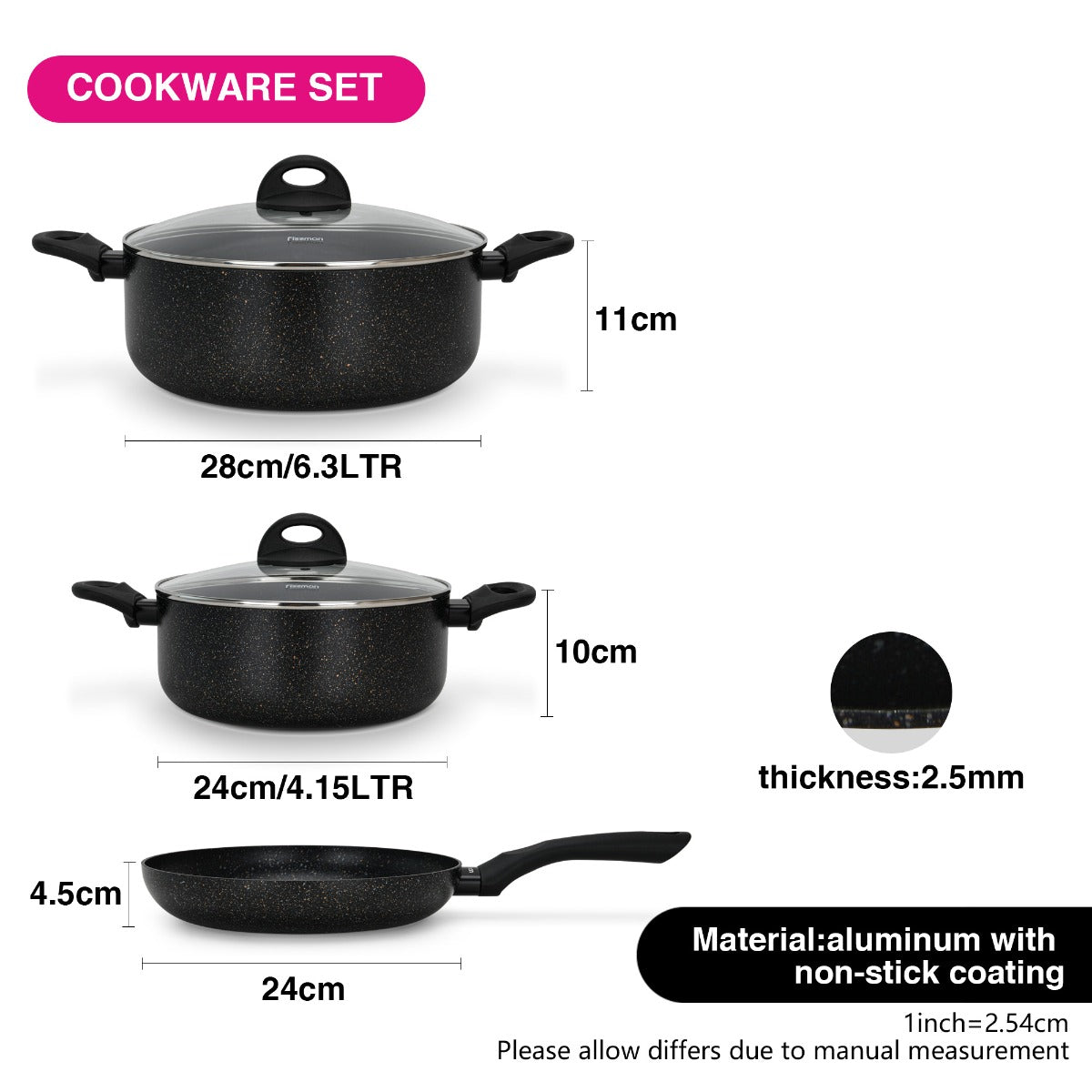 Fissman Cookware Set Promo 5 Pieces Aluminium with Non-Stick Coating