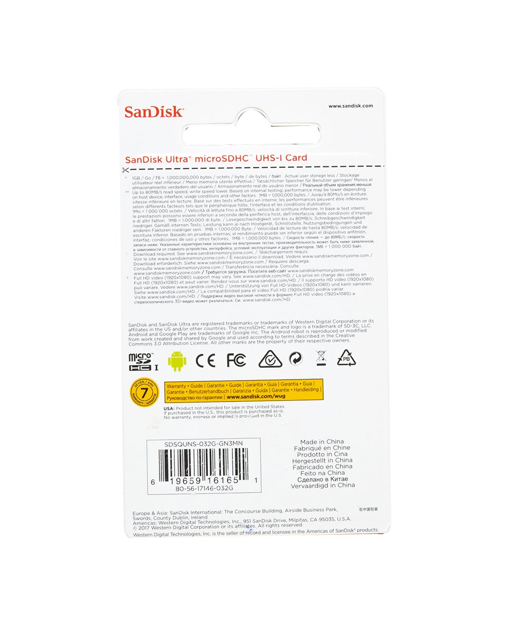Sandisk Micro SDHC 80mb/s 32 GB