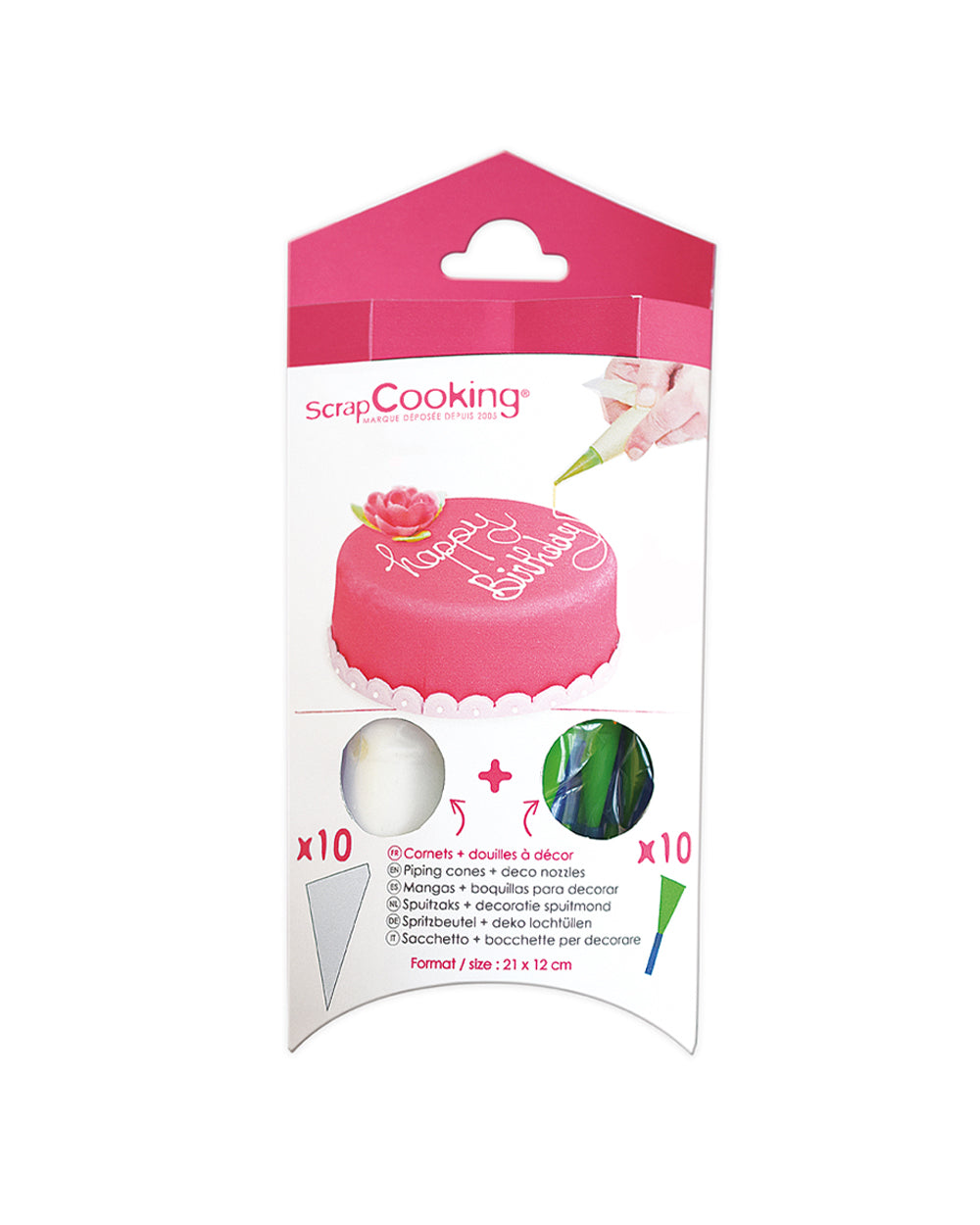 Scrapcooking 10 Piping Cones Plus 10 Decorative Piping Tips