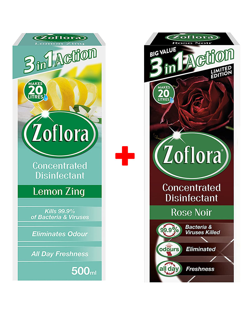 Zoflora 500ML Lemon Zing Plus 500ML Rose Noir