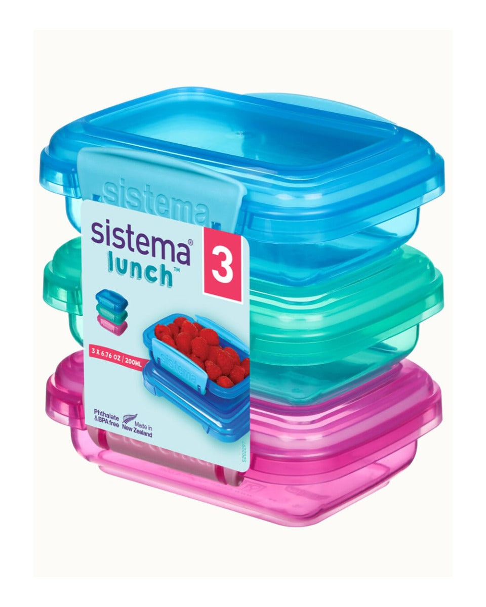 Sistema Rectangular Lunch Colored 3 Pack 200ML