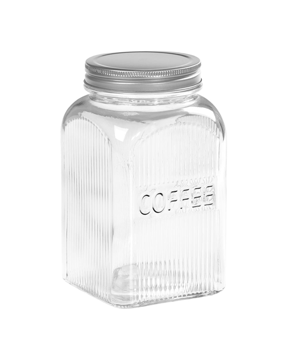 Tala 1.25 Liter Coffee Ribbed Glass Storage Canisters with Screw Top Tin Lids