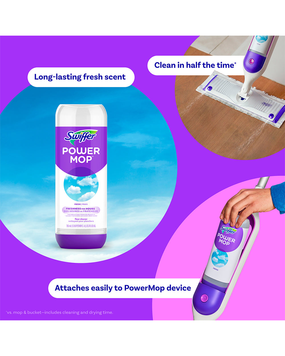 Swiffer 750ML Power Mop Cleaning Solution Fresh Scent
