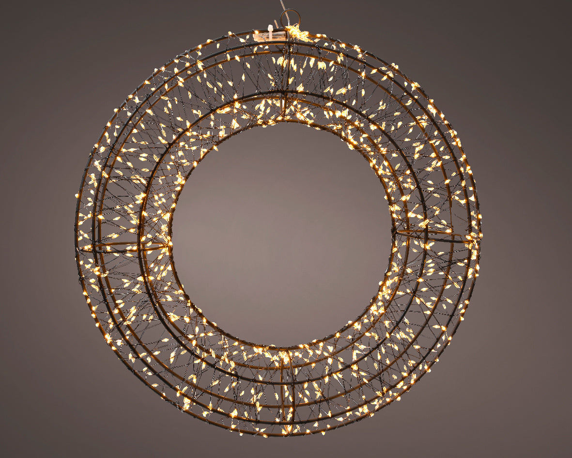 Homesmiths Micro LED Frame Light Gb Metal Wreath Steady Outdoor 58cm