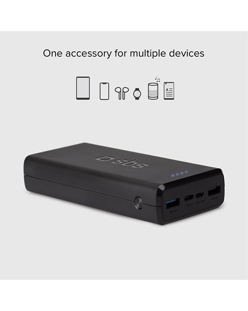 SBS Power Bank 20,000 Mah 2 USB 2.1 A Black