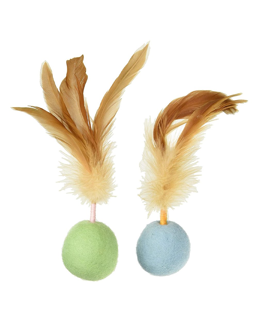 Smartykat Felty Fun Wool Felt & Feather Balls Cat Toys Small Set of 2
