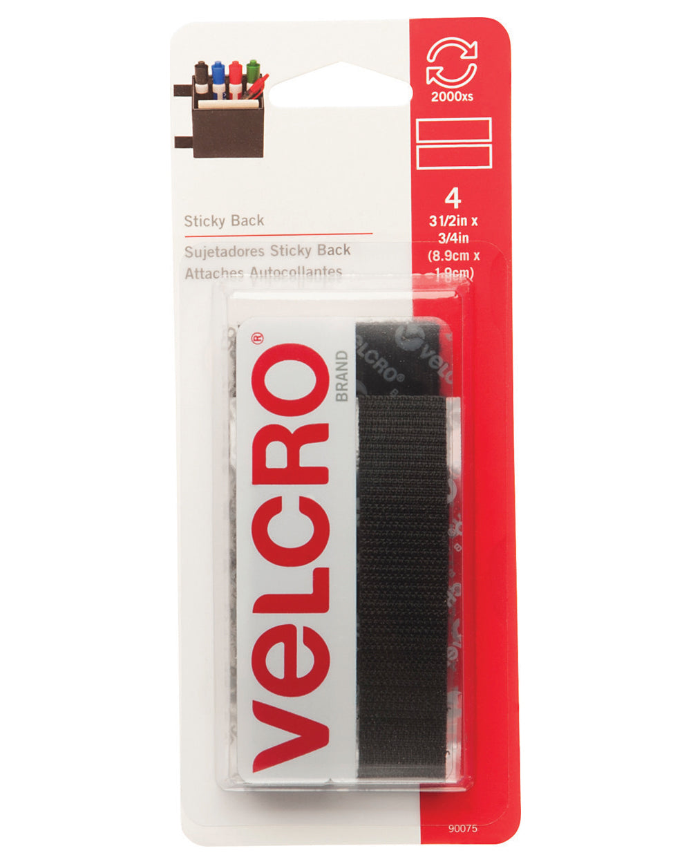 Velcro Strip 3-1/2 Inches Black