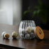 1Chase Borosilicate Glass Storage Jar With Airtight Bamboo Lid and Metal Handle Oval Shape 700 ML