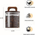 1Chase Borosilicate Glass Food Storage Jar With Acacia Wood Air Tight Lid and Handle 800 ML 12 cm