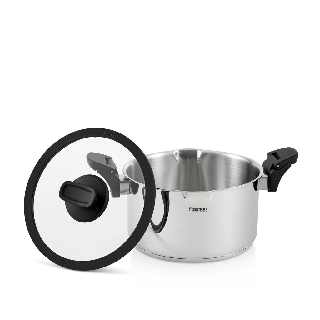 Fissman Stockpot 20 x 12 cm / 3.5L Stainless Steel With Glass Lid