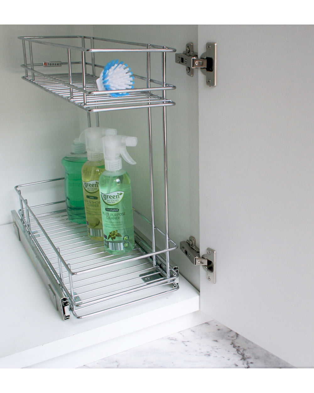 Tansel 2 Tier Detergent Pull Out with Slides (Bottom) W 200 x (Top) W 150 x H 430 x L 485 mm