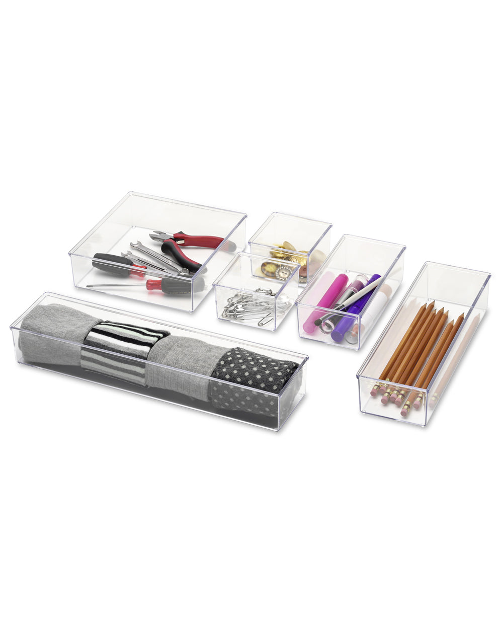 Whitmor Clear Drawer Organizers Set of 6