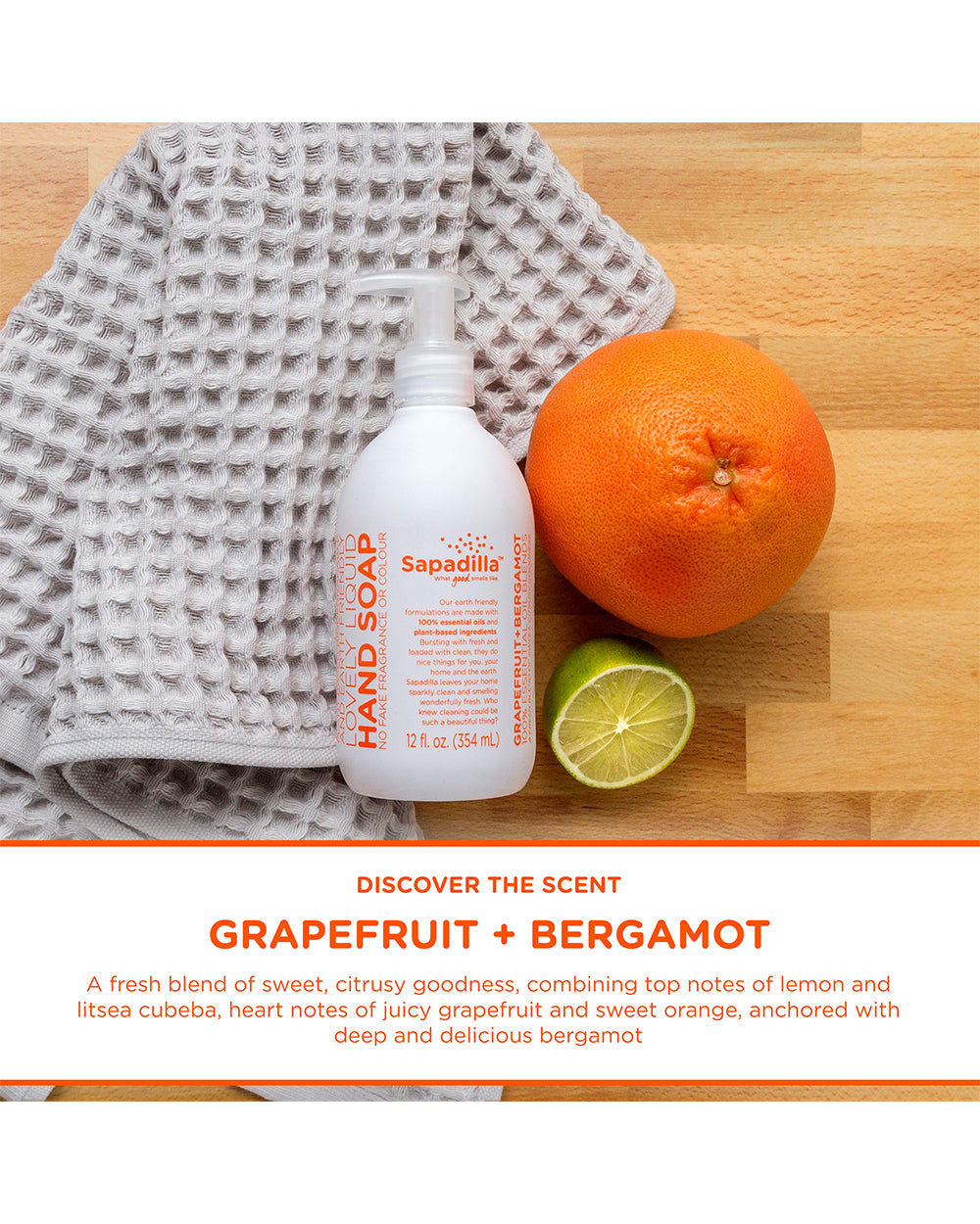 Sapadilla 12oz Hand Soap Grapefruit + Bergamot