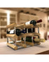 RTA Galvanized Steel & Light Oak Pine Assembled 9 Bottel Wine Rack