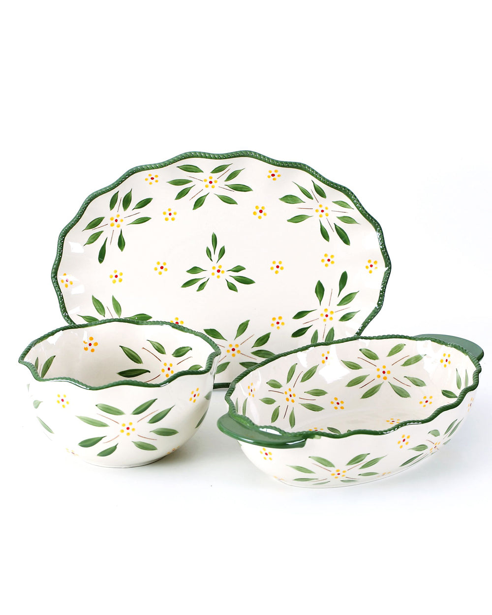 Temptations Old World Side Series Set of 3 Piece Green