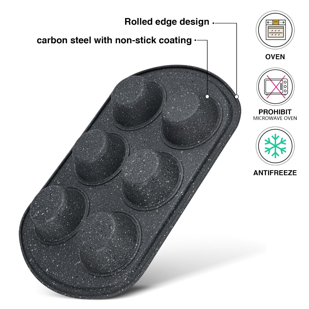Fissman 6 Cups Muffin Pan 32 x 20 x 3.5 cm
