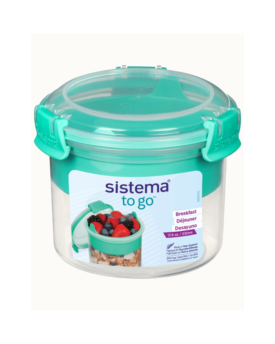 Sistema Breakfast Bowl To Go 530ML Teal Clip