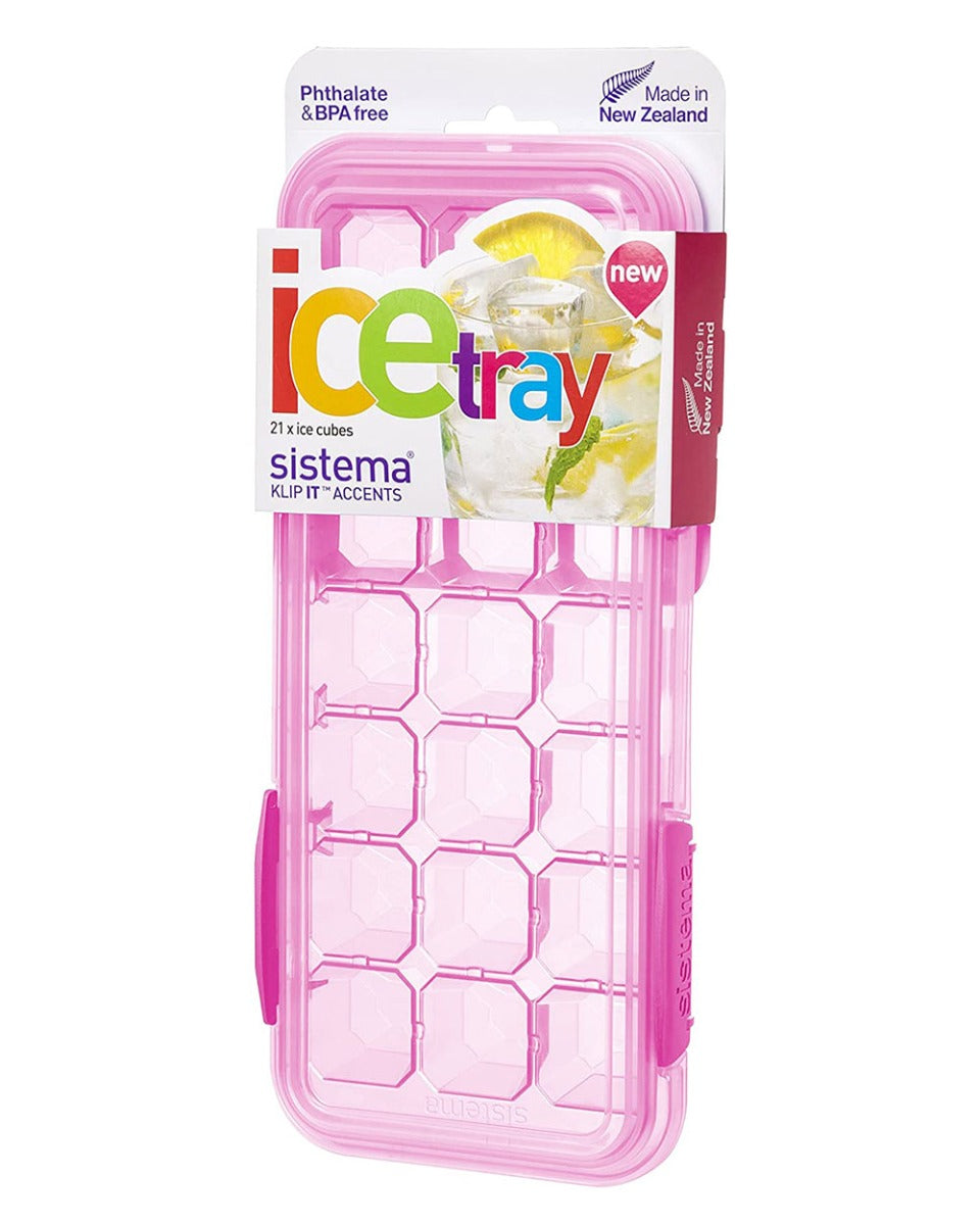 Sistema Large Ice Tray Accents Klip It Pink