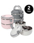 Simplify 48oz Round 2 Tier Stainless Steel Insulated Lunch Box Assorted 1 Pieces