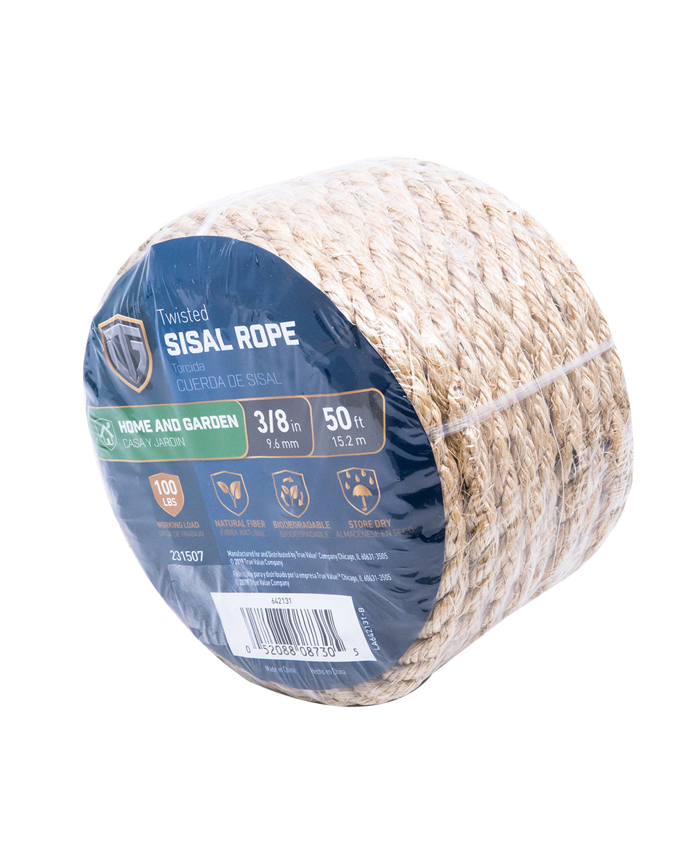 Tru-Guard 9.6mm x 15.2 Metre Natural Twist Sisal Rope