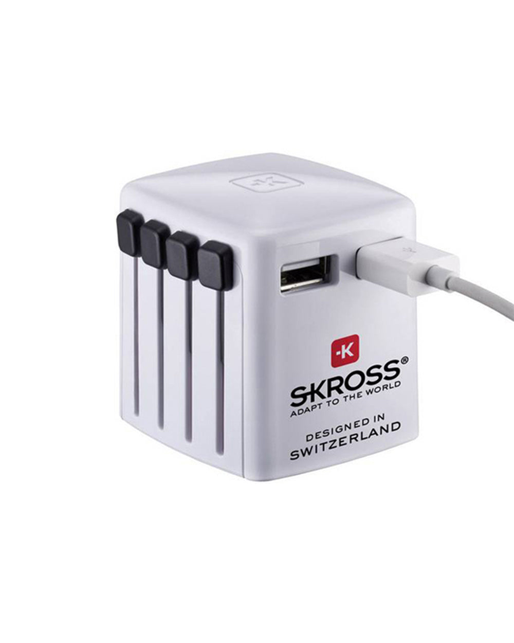 SKROSS World Wall Charger 4 Plug 2 Port 2.4A to Euro Plug USB Charger Adapter White
