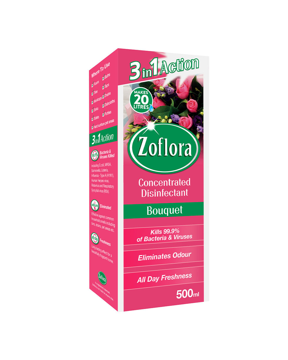 Zoflora Box Zoflora, Multipurpose Concentrated Disinfectant, Bouquet, 500ML ...