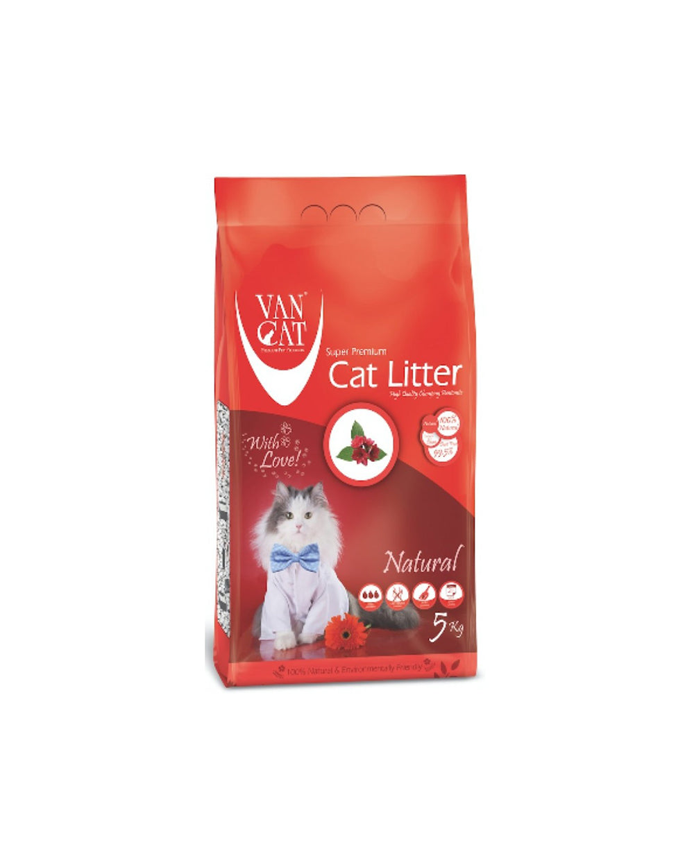 Van Cat White Bentonite Clumping Cat Litter Unscented 5Kg