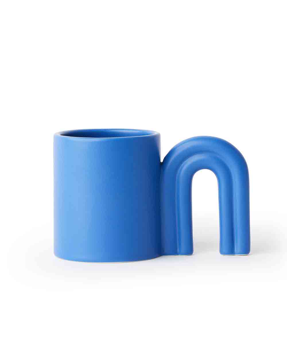 Prickly Pear Joy Ceramic Mug Rainbow Handle Ink Blue 450ML