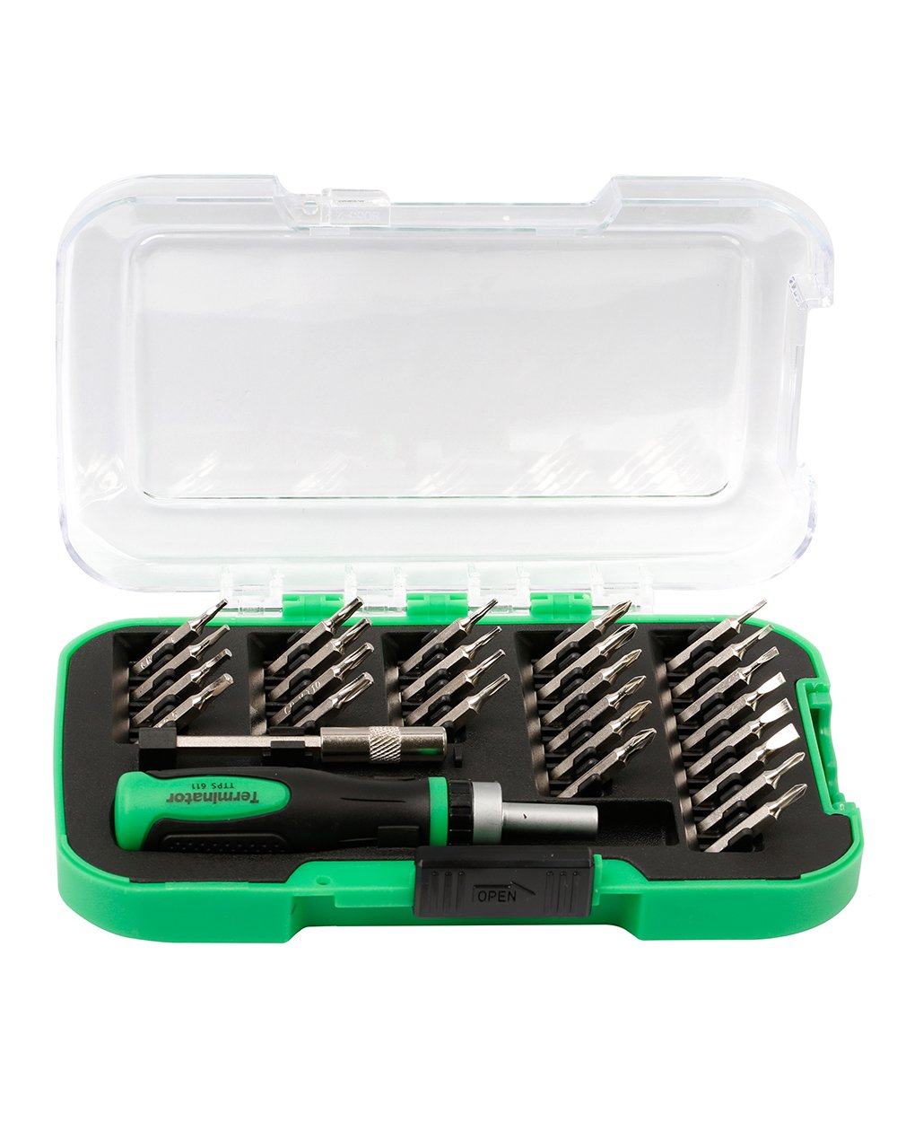 Terminator Screw Driver Set 28 Pieces 1 Pricision Screwdrive1 Multi Function Holder & 26 Pieces Precision Bits