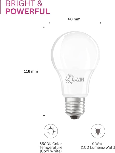 Levin LED A-BULB 9W 6500K E27 Pack of 3