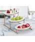 Shallow 11inches 3 Tier Oval Bowl with Gold Stand