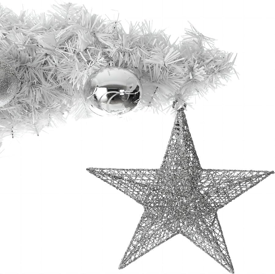 Homesmiths 90cm Ramadan Tree with 60 Lights, 8 Balls & Accessories Silver