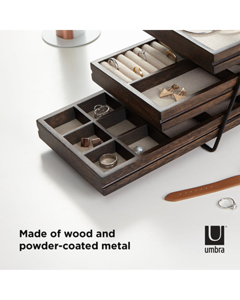 Umbra Terrace Jewelry Tray Black Walnut