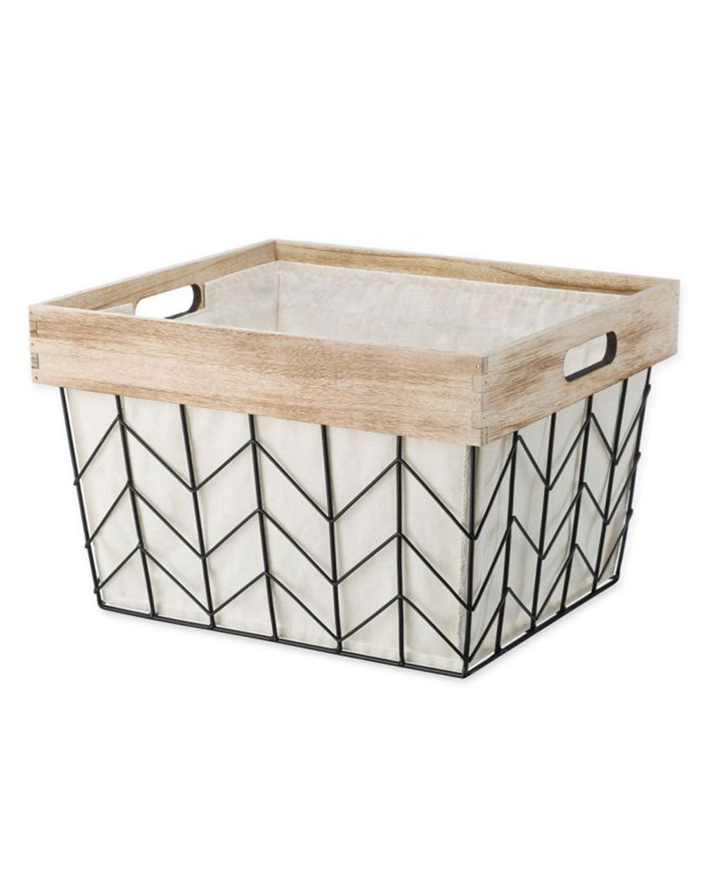 Whitmor Wire & Wood Tote Chevron Pattern With Liner