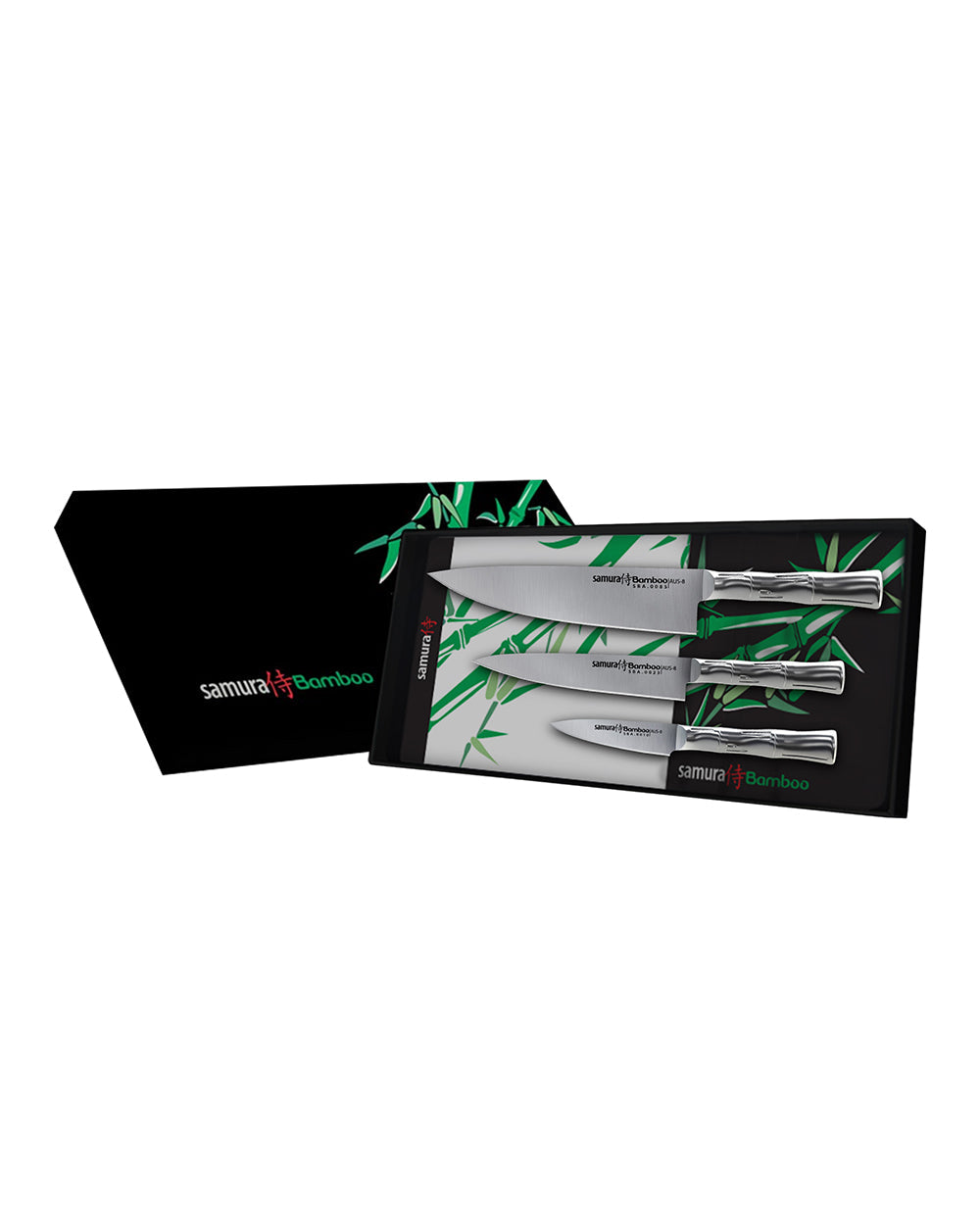 Samura Bamboo Kitchen Knives Set Of 3 Paring, Utility & Chef's Knife