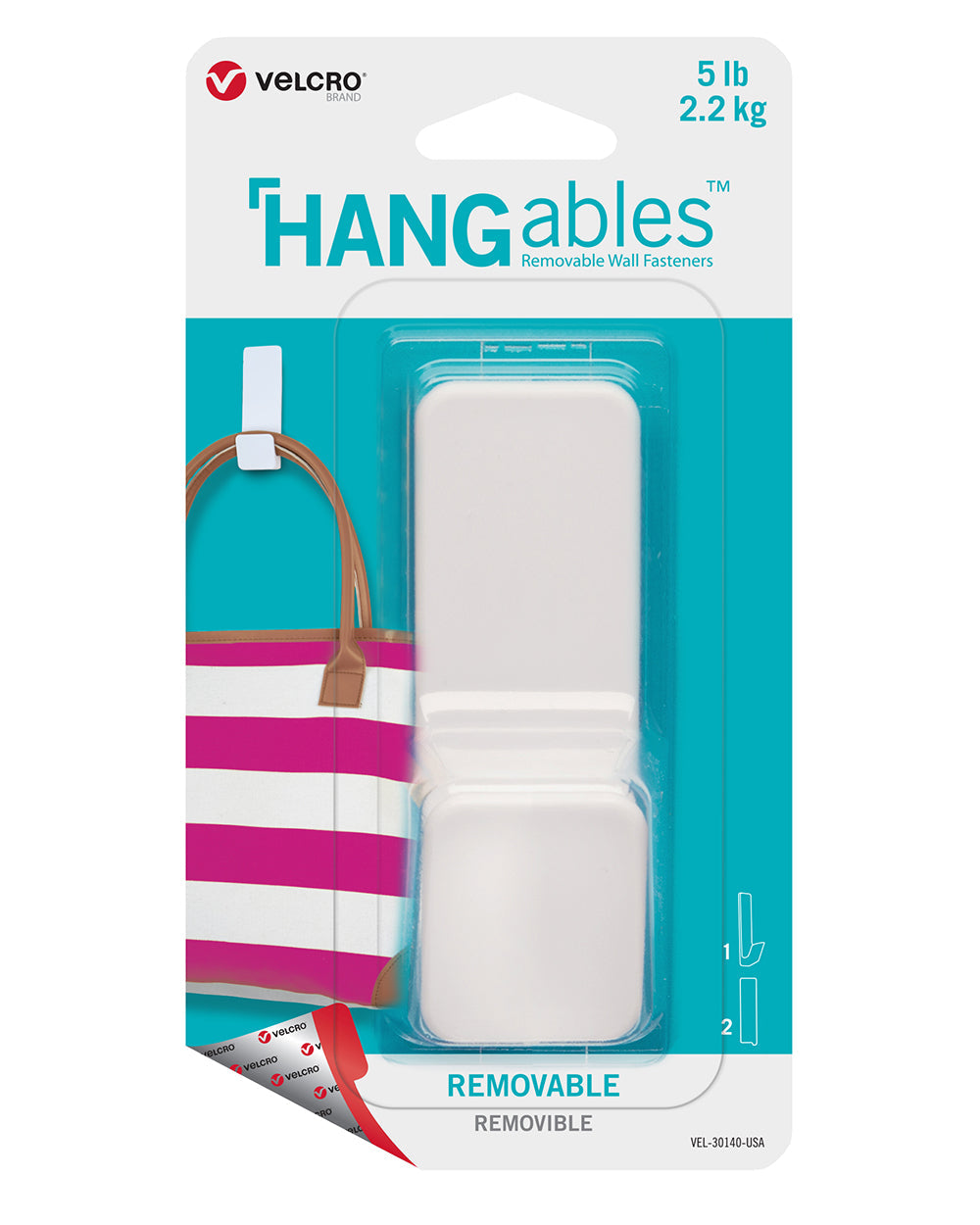 VELCRO HANGables Large Removable Wall Hook 1 Count White