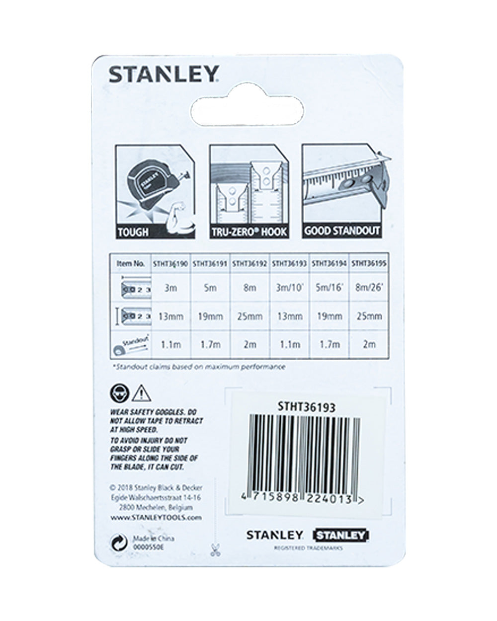 Stanley 3metre or 10Ft Opp Measuring Tape