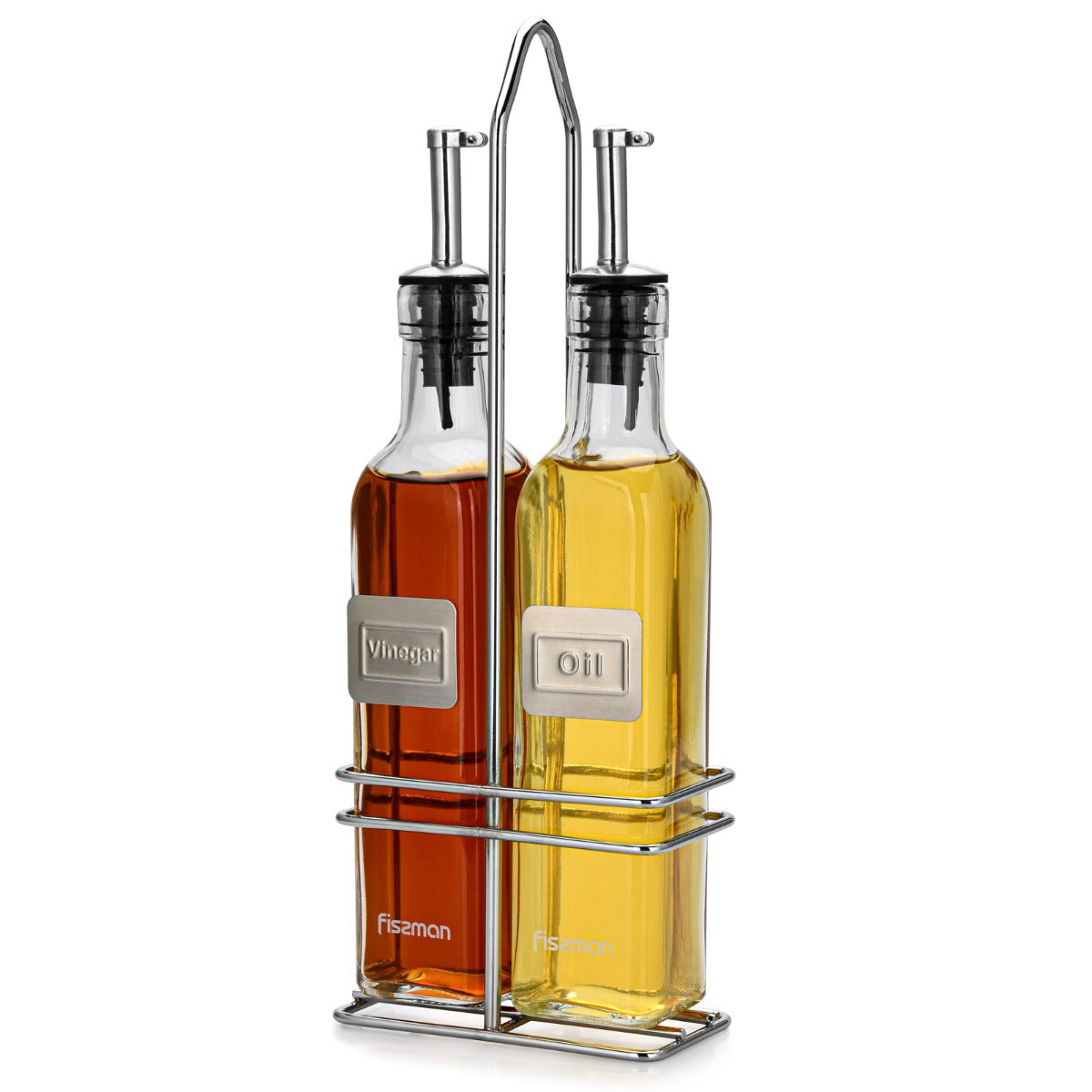 Fissman Oil & Vinegar Bottle Set 2 x 250ML with Rack Glass
