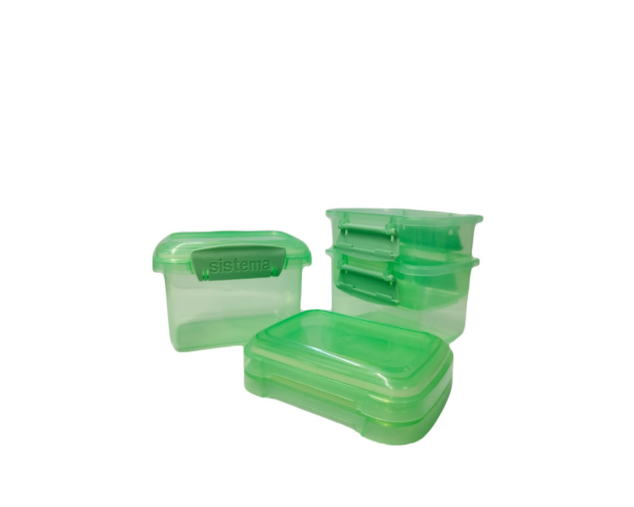 Sistema 400ML Rectangular Lunch Box Pack of 3 Green