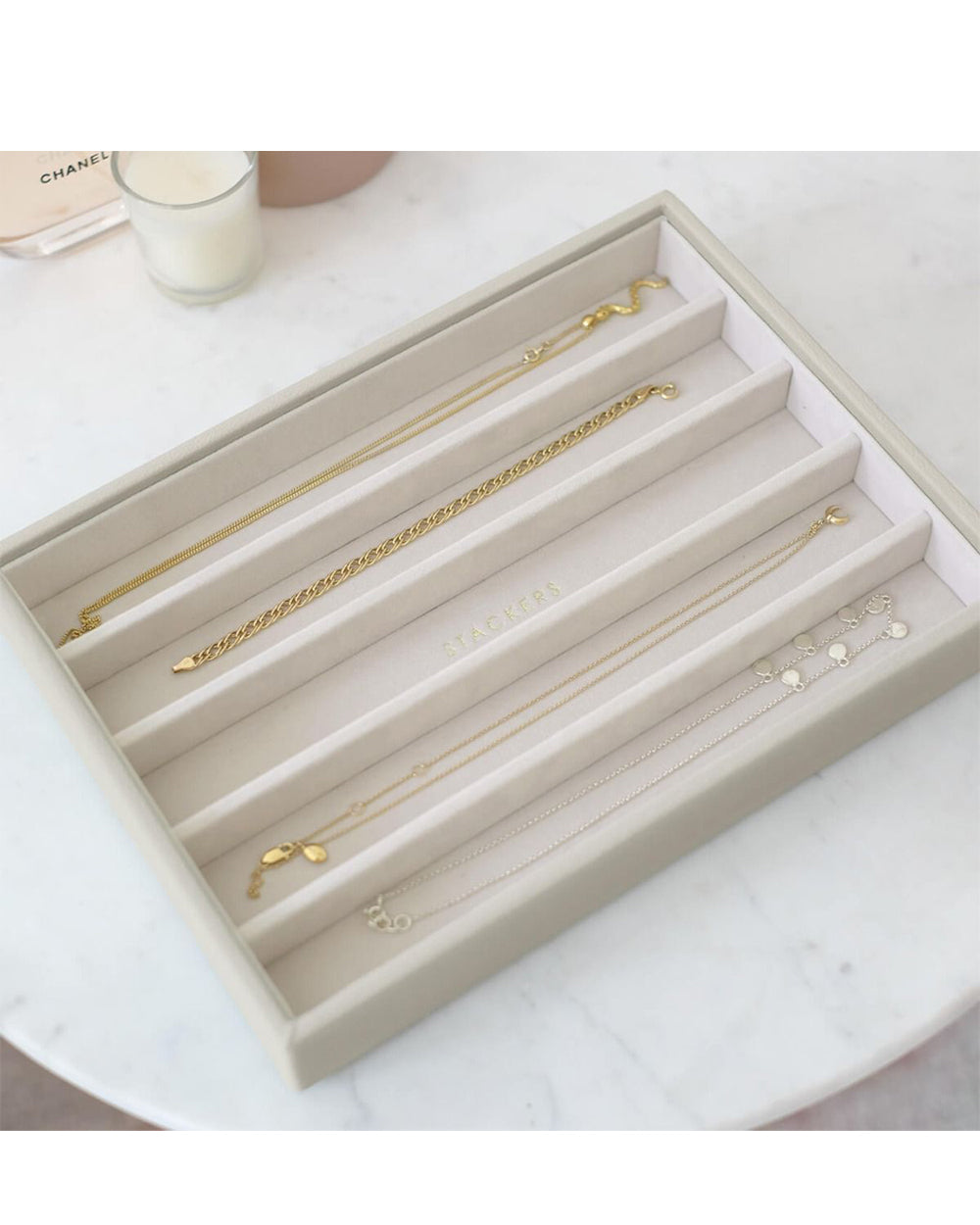 Stackers Classic 5 Compartment Necklace Holder Oatmeal