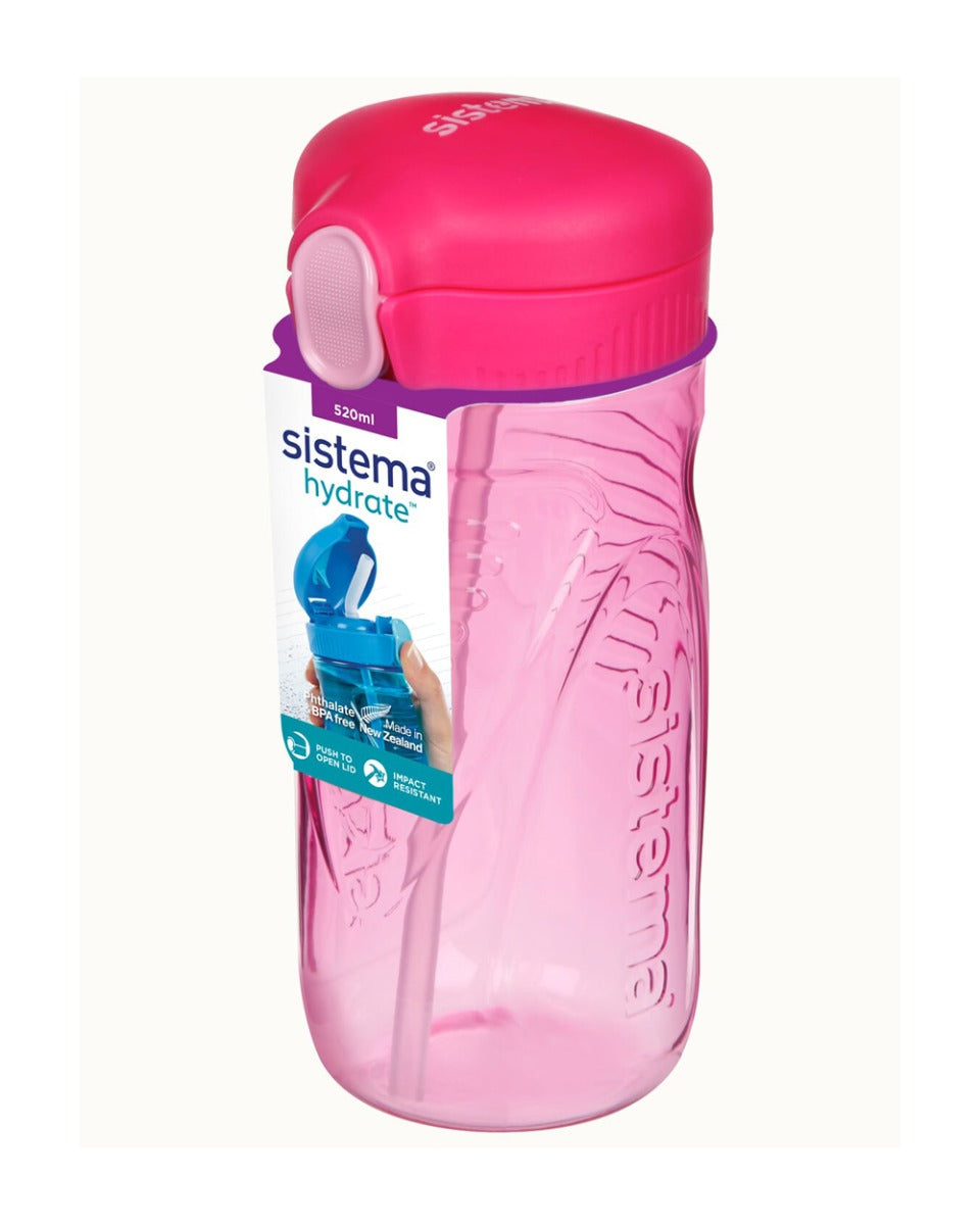 Sistema 520ml Tritan Quick Flip Bottle Pink